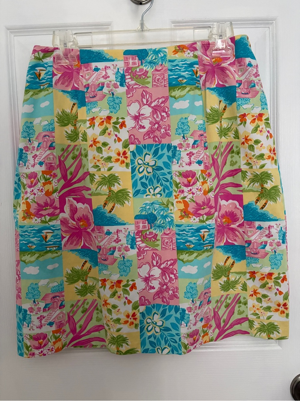 Briggs New York Patchwork Floral Pencil Skirt - Pink, Blue, Yellow, Green #0385